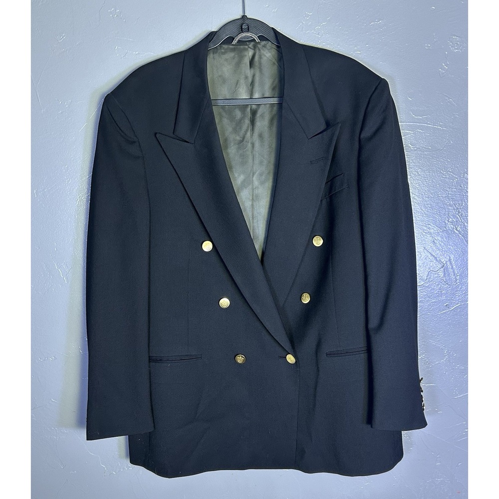 Navy vintage Christian Dior Monsieur double-breasted blazer 44R Gold Buttons Men